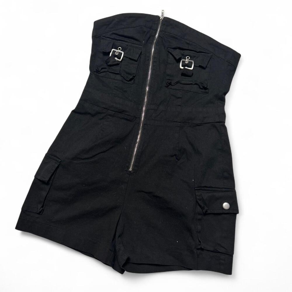 36point5 Twill Tube Top Bustier Romper Y2K Vintage Rave Mall Goth Grunge Small